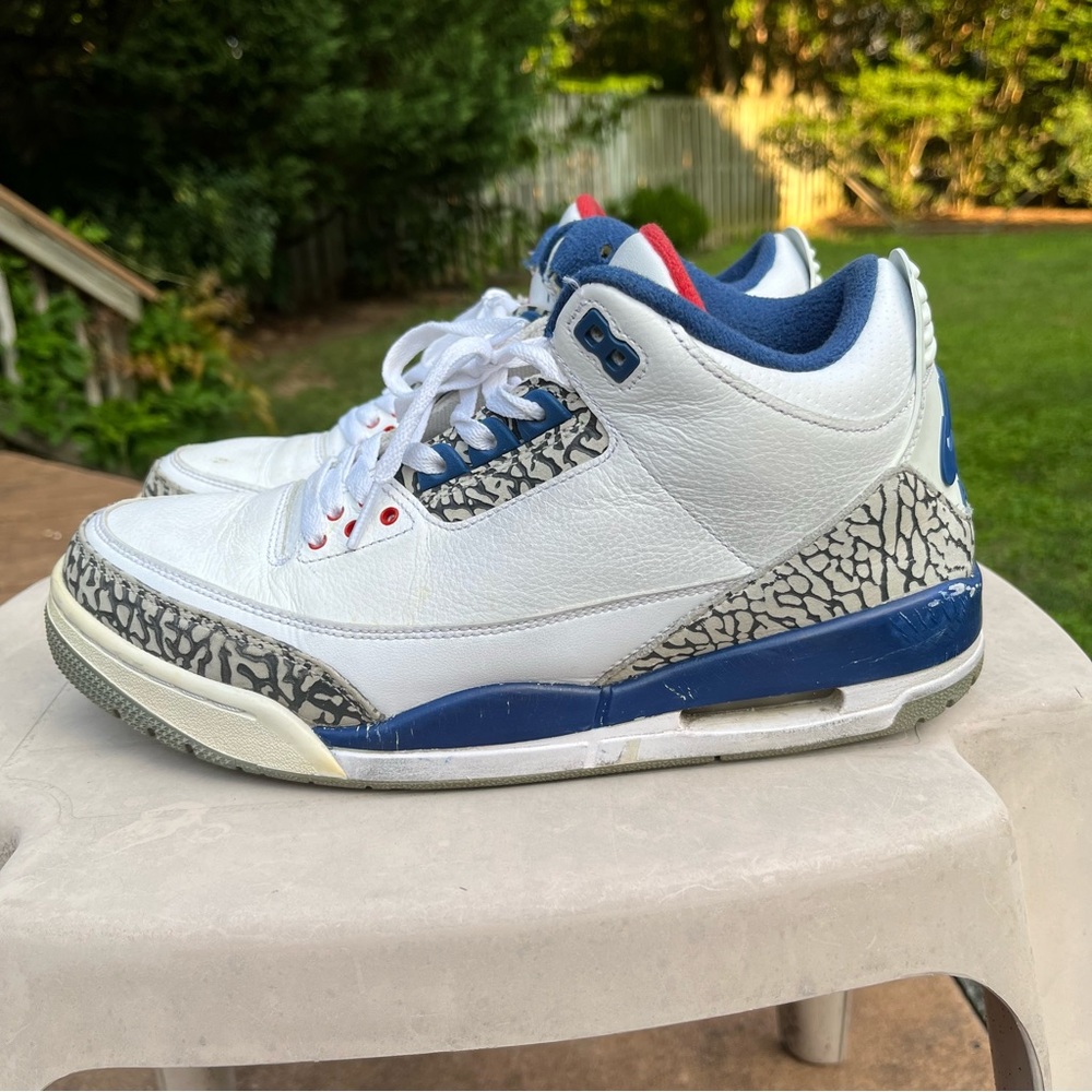 2016 Nike Air Jordan III 3 Retro White Fire Red Sz 9.5 True Blue 854262-106